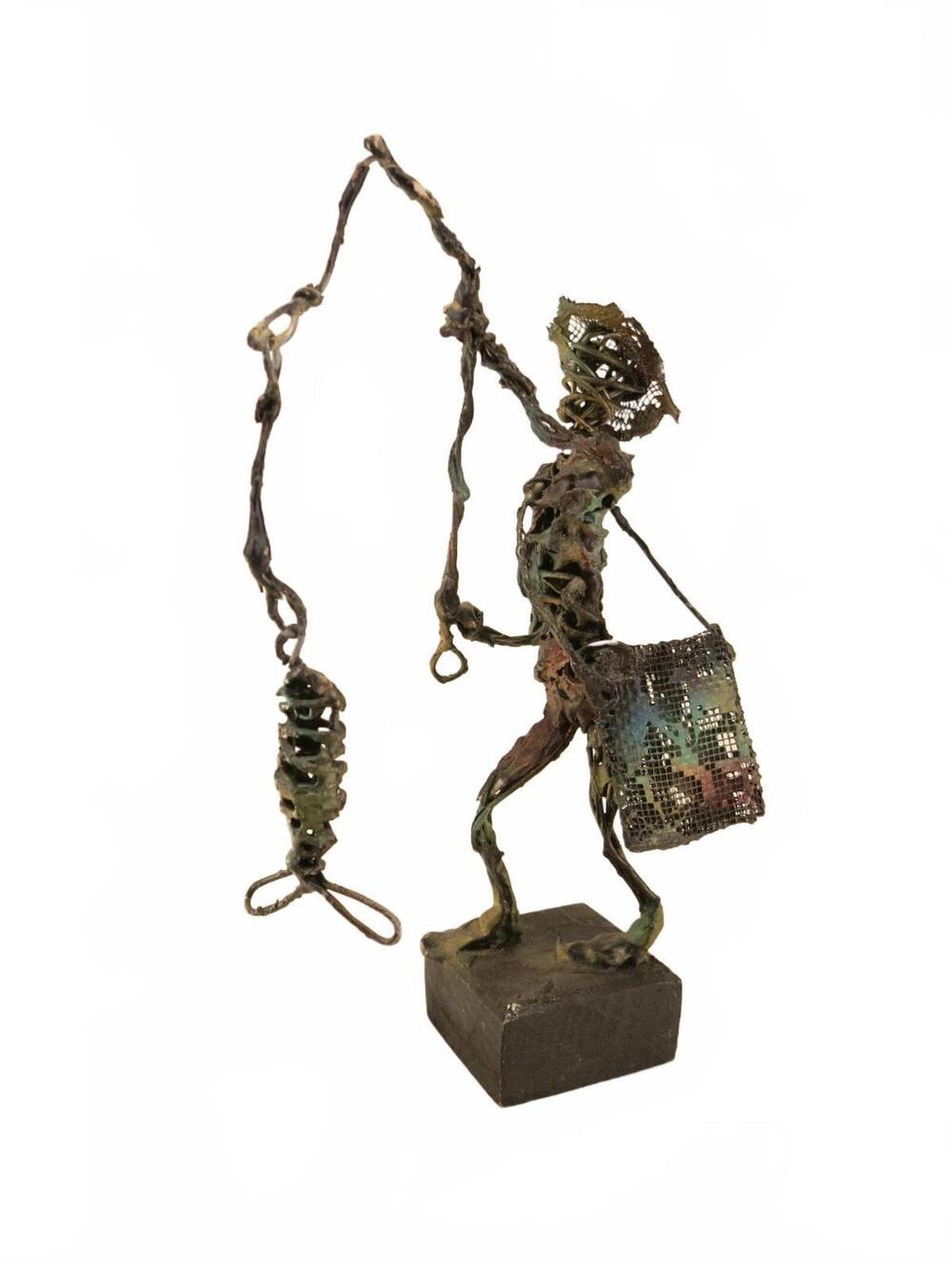 C. Serraty Brutalist Wire Sculpture Fisherman